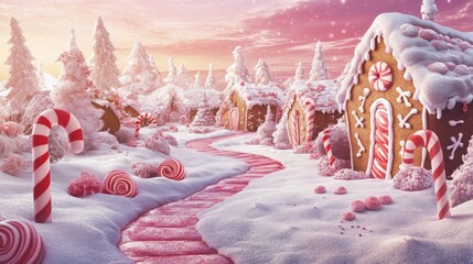 Gingerbread Wonderland Banner with Ample Copy Space for Holiday Messages