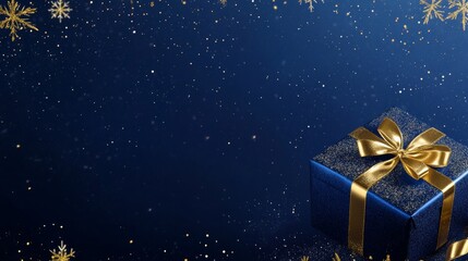Luxurious Christmas Banner with Royal Blue Velvet Background and Copy Space