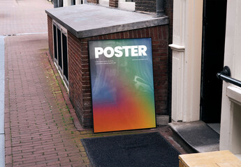 Mockup Of Vertical Customizable Poster On Structure