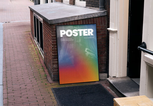 Mockup Of Vertical Customizable Poster On Structure