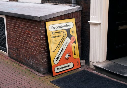 Mockup Of Vertical Customizable Poster Leaning By Wall