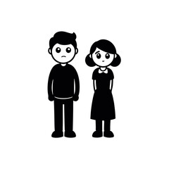 a black silhouette of a man and a woman. The man is on the right side of the image and is facing the woman on the left side 