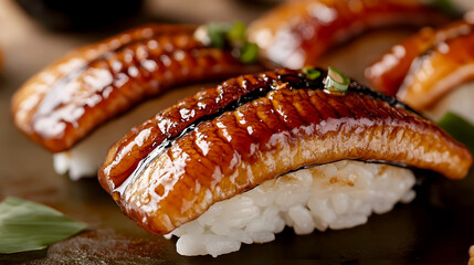 Glossy Eel Nigiri on Vinegared Rice Mound