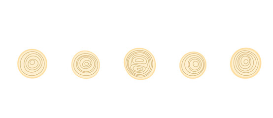 Vector illustration of cutted onion rings, top view. Perfect for food recipe designs