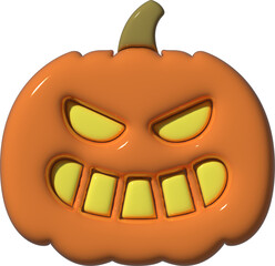 3D Shiny Halloween Pumpkin Face
