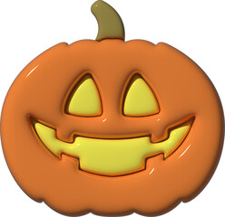 3D Shiny Halloween Pumpkin Face