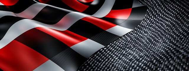 Obraz premium Red, white, and black striped fabric with texture.