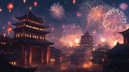 Obraz premium New Year's Eve Celebrations in Major Cities Around the World, Generative AI