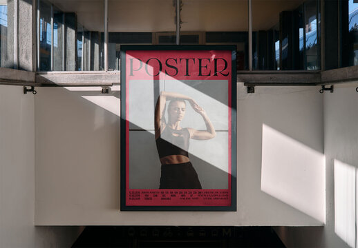 Mockup Of Vertical Customized Poster Inside Building