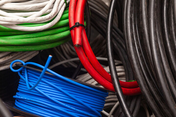 Bundles of new electrical cables.