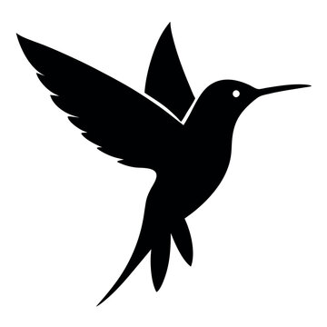 recommend clip art: a hummingbird in flight. The hummingbird is in mid-flight, with its wings spread wide and its body slightly tilted upwards silhouette