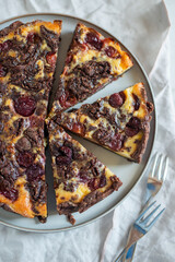 Chocolate cheesecake layered with brownie 