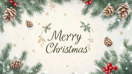 Elegant Christmas Poster with Red Berries and Gold Accents