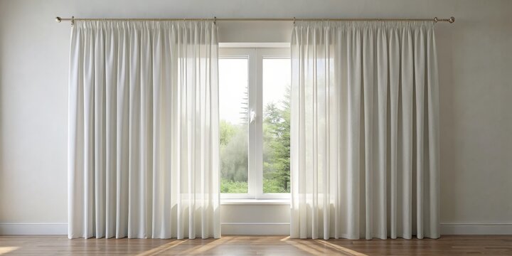 Sheer White Curtains with Window View, Interior Design, Window Treatments, Home Decor, curtains, window, sheer - Powered by Adobe