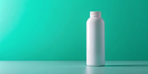 White Plastic Bottle on a Green Background, Minimalist Product Photography, Product Mockup, Product Design, Bottle Mockup
