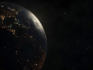 Fototapeta premium Darkened Planet Earth with Emergency Lights During Global Blackout and Technology Failure