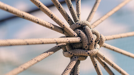 many ropes and one big knot close up
