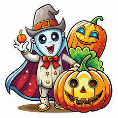 Hand-Drawn Happy Halloween Cartoon Clipart | Vector Illustrations on White Background