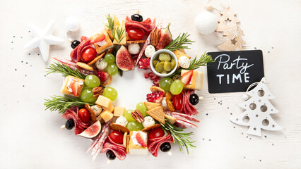 Christmas wreath of holiday appetizer. © bit24