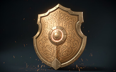 Fototapeta premium A Glimmer in the Shadows: The Mystical Shield's Power