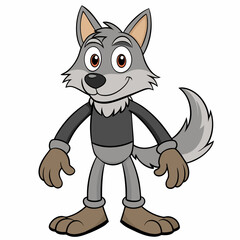 Funny Wolf Vector Illustration with White Background Cartoons Clipart Line Art Funny wolf vector