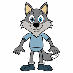 Funny Wolf Vector Illustration with White Background Cartoons Clipart Line Art Funny wolf vector