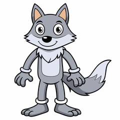 Funny Wolf Vector Illustration with White Background Cartoons Clipart Line Art Funny wolf vector