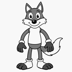 Funny Wolf Vector Illustration with White Background Cartoons Clipart Line Art Funny wolf vector