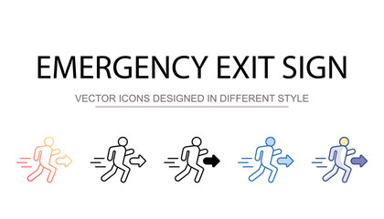 Fototapeta premium Emergency Exit Sign icon design with white background stock illustration