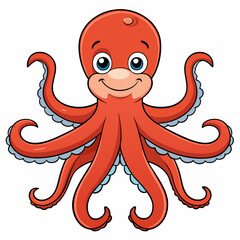 Octopus Vector Art Illustration Eps File For Design, cute blue octopus cartoon ,Clip Art Illustration of a cartoon octopus.