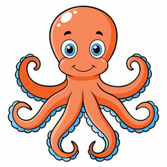 Octopus Vector Art Illustration Eps File For Design, cute blue octopus cartoon ,Clip Art Illustration of a cartoon octopus.
