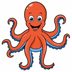 Octopus Vector Art Illustration Eps File For Design, cute blue octopus cartoon ,Clip Art Illustration of a cartoon octopus.