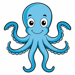 Octopus Vector Art Illustration Eps File For Design, cute blue octopus cartoon ,Clip Art Illustration of a cartoon octopus.