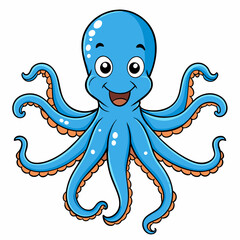 Octopus Vector Art Illustration Eps File For Design, cute blue octopus cartoon ,Clip Art Illustration of a cartoon octopus.