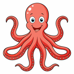 Octopus Vector Art Illustration Eps File For Design, cute blue octopus cartoon ,Clip Art Illustration of a cartoon octopus.