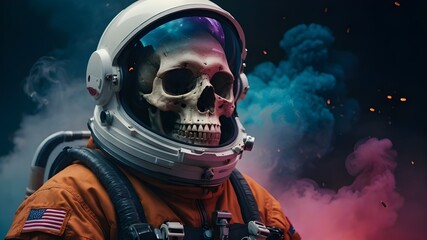 A close-up view of a skull encased in a space suit,generative ai