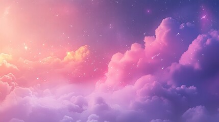 Enigmatic Abstract Starlight with Ethereal Pink and Purple Cloudscapes