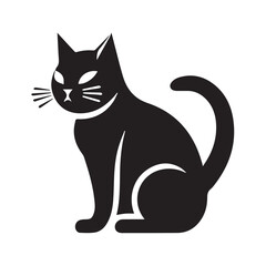 cat silhouette black scary illustration logo stamp black and white vector tattoo style