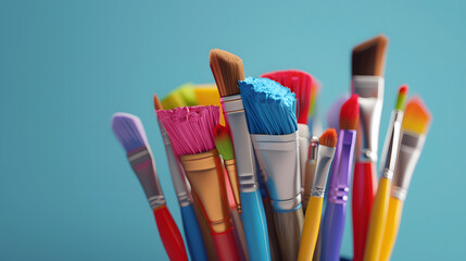 Obraz premium Paintbrush school equipment 3D cartoon