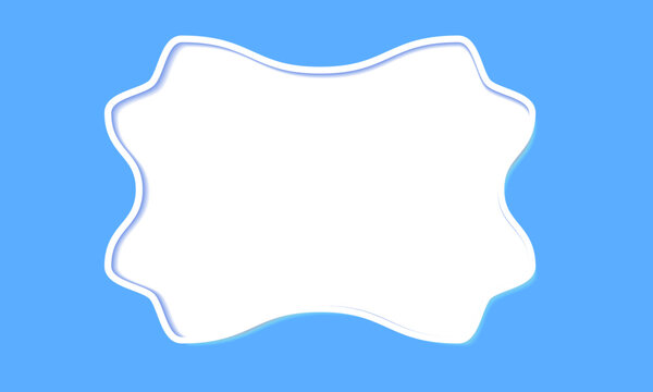 Abstract Wavy Cloud on Blue Background. Stylized White Cloud Frame on Blue. Fluid White Shape with Wavy Border. Minimalist Blue and White Abstract Art. Creative Cloud Frame Illustration. Elegant Wavy 