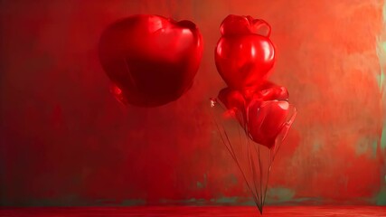 red balloons against a red wall - Powered by Adobe