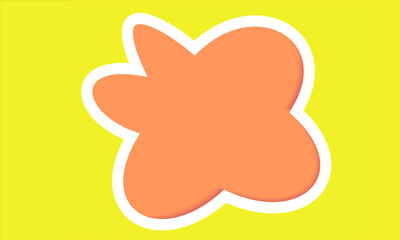 yellow pastel background. abstract silhouette shape. fashion art. Cute abstract pink shapes on Yellow Background. Bright and cheerful children's design. Bright Orange, Abstract white lines frames 
