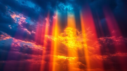 Dramatic Sunset Sky with Bright Rays of Light