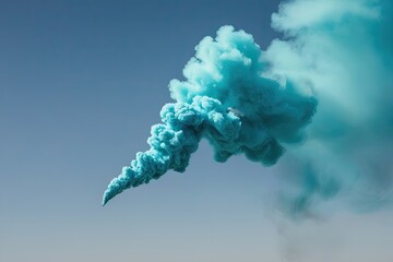 Turquoise Smoke Explosion on Transparent Background