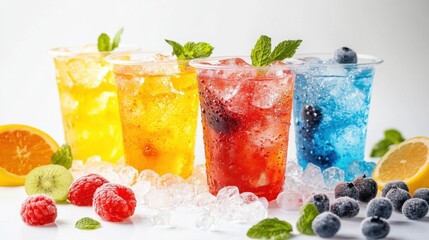 Fresh tropical fruit cocktail in a sweet and refreshing glass with straw for a cool drink on the beach. Vacation concept at the resort.