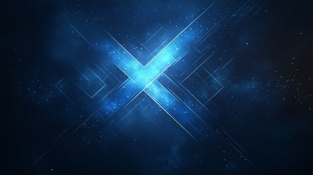 Abstract cosmic background with a glowing X. .