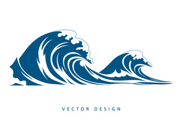 big ocean wave minimalist vector design isolated illustration