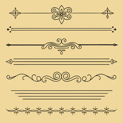 Vintage Border Line Design Elements Set Ornamental Text Dividers and Decorative Geometric Lines
