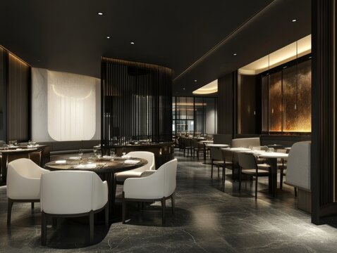 A beautifully lit restaurant interior with modern decor, elegant seating, and an open dining area designed for a relaxed yet sophisticated dining experience