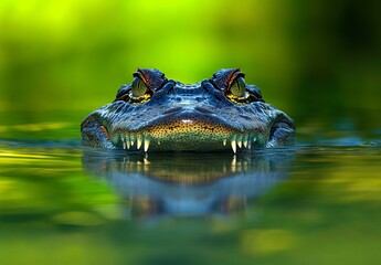 Fototapeta premium A close up of an alligator's head in the water